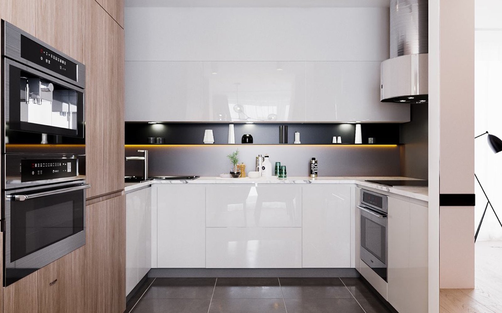 U shape modular kitchen